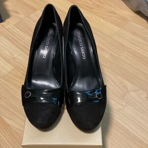 Like New Franco Sarto black suede wedge pump. Size 9